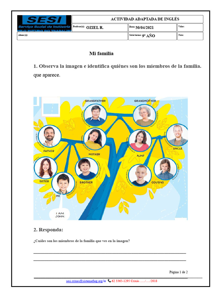 Actividad Complementaria para Alumnos Especiales en Inglés. | PDF