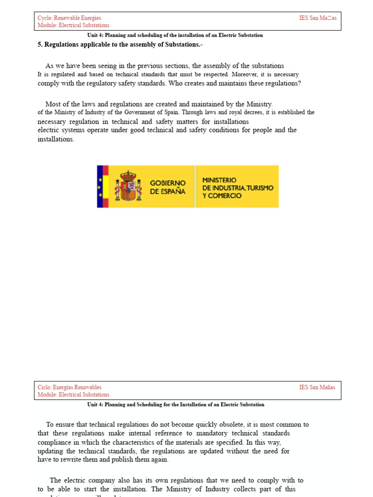 Regulations for Electric Substation Installation | PDF | Regulatory ...