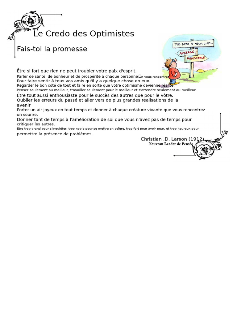 Le Credo des Optimistes de Larson | PDF