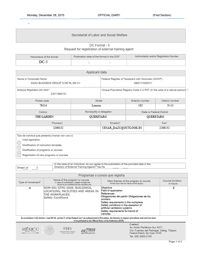 Stps Format DC 5 | PDF | Government