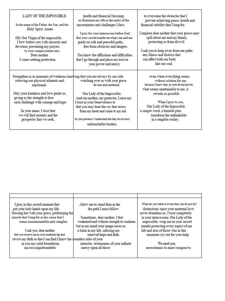 Prayer for Divine Protection and Blessings | PDF | Mary, Mother Of ...