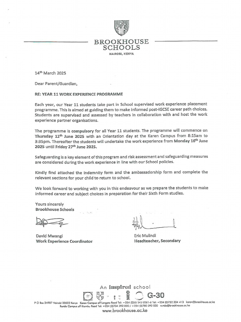Year 11 Work Experience Programme | PDF