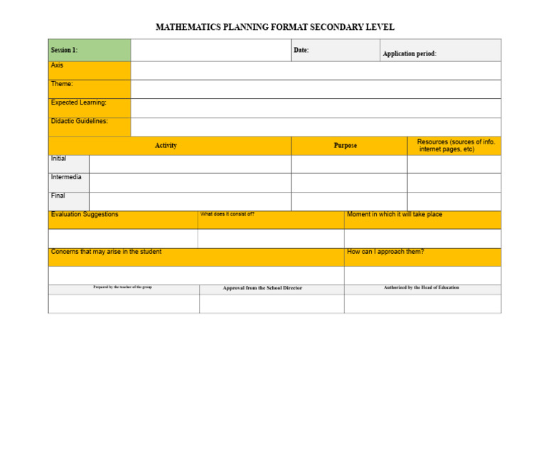 Mathematics Class Plan Format For Secondary Level | PDF