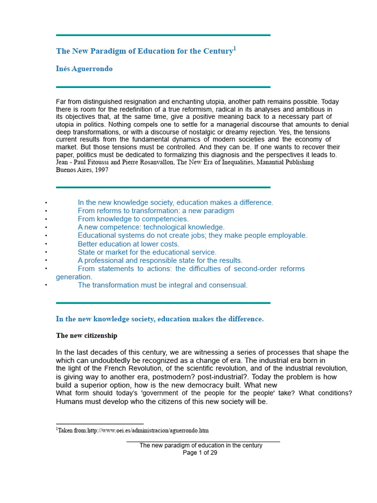 New Educational Paradigm for the Century | PDF | Knowledge | Learning