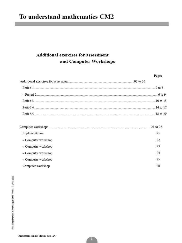 CM2 Mathematics Assessment Exercises | PDF | Area | Number Theory