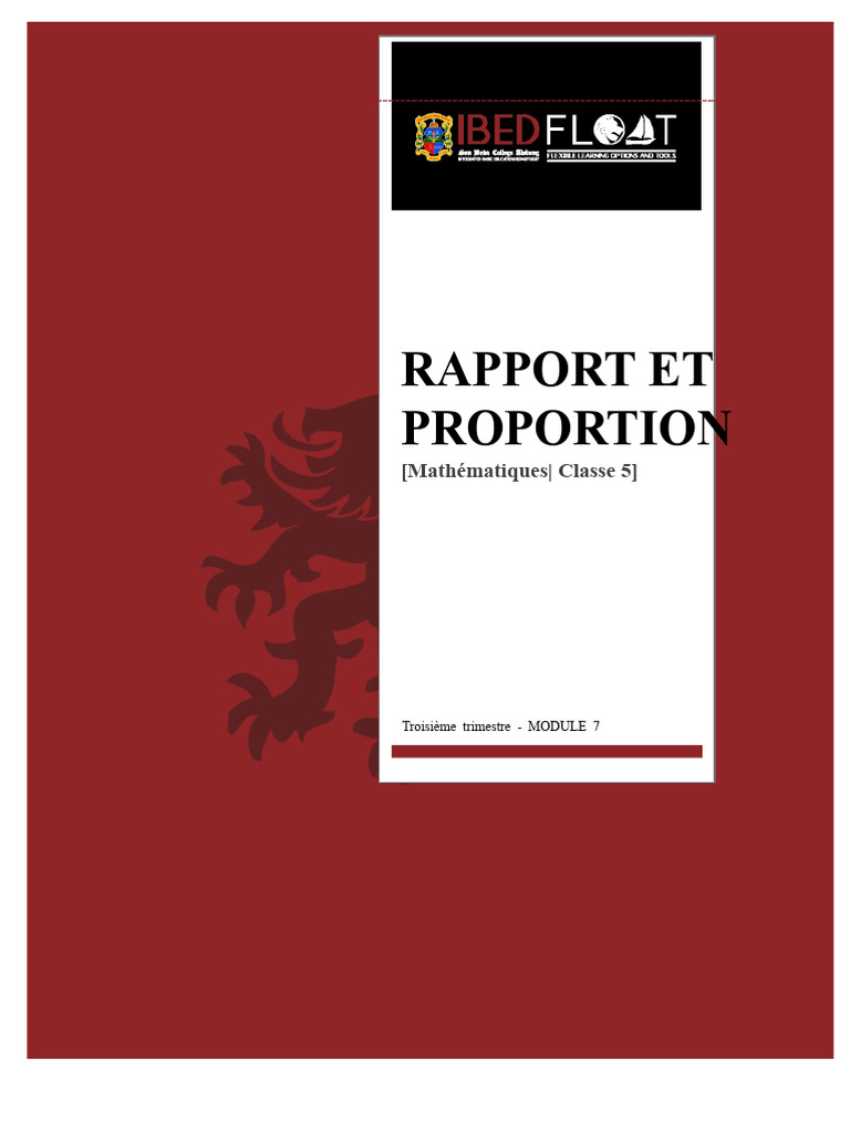 Rapport et Proportion en Mathématiques 5 | PDF | Pourcentage | Nombre