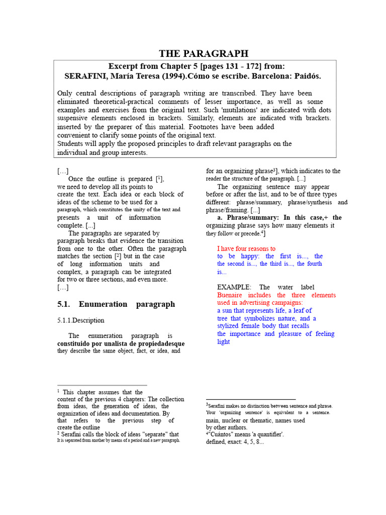 The Paragraph and The Types of Paragraphs by Serafini | PDF | Socrates ...