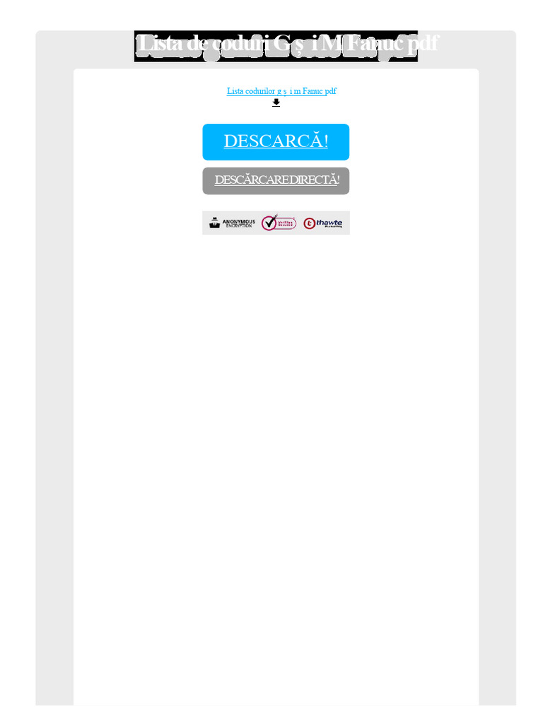 Lista de Coduri G Și M Fanuc PDF | PDF