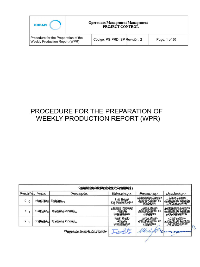 Weekly Production Report Procedure | PDF