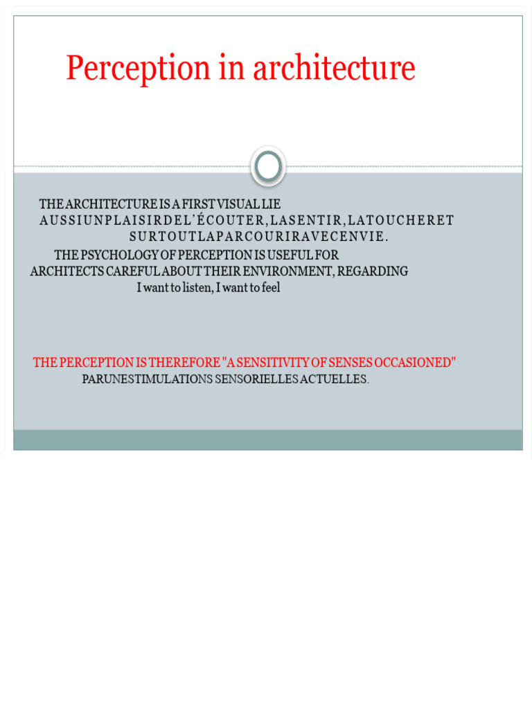 Understanding Perception in Architecture | PDF