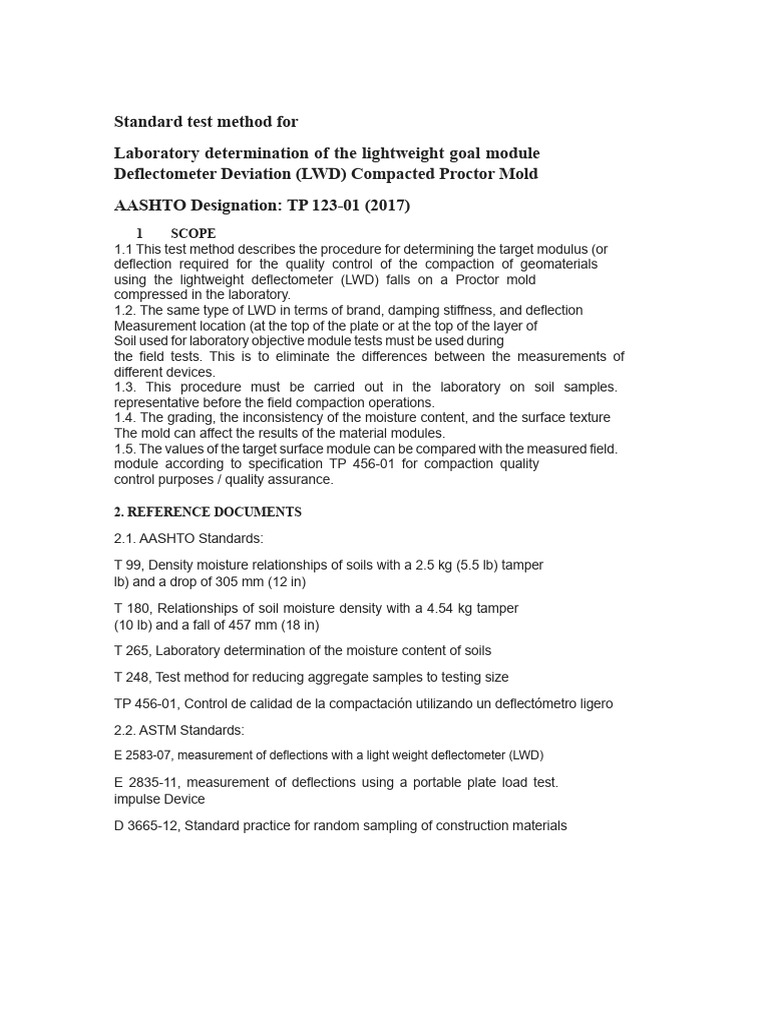LWD Compaction Testing Method AASHTO TP 123-01 | PDF | Young's Modulus ...