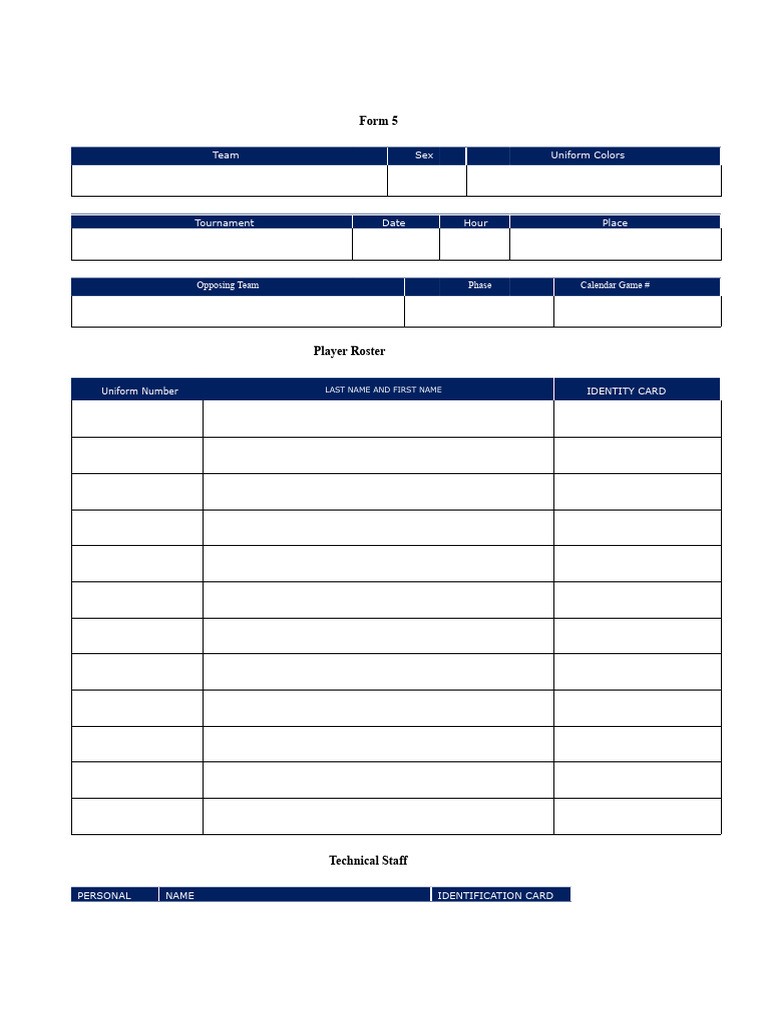 Team Roster and Tournament Details Form | PDF