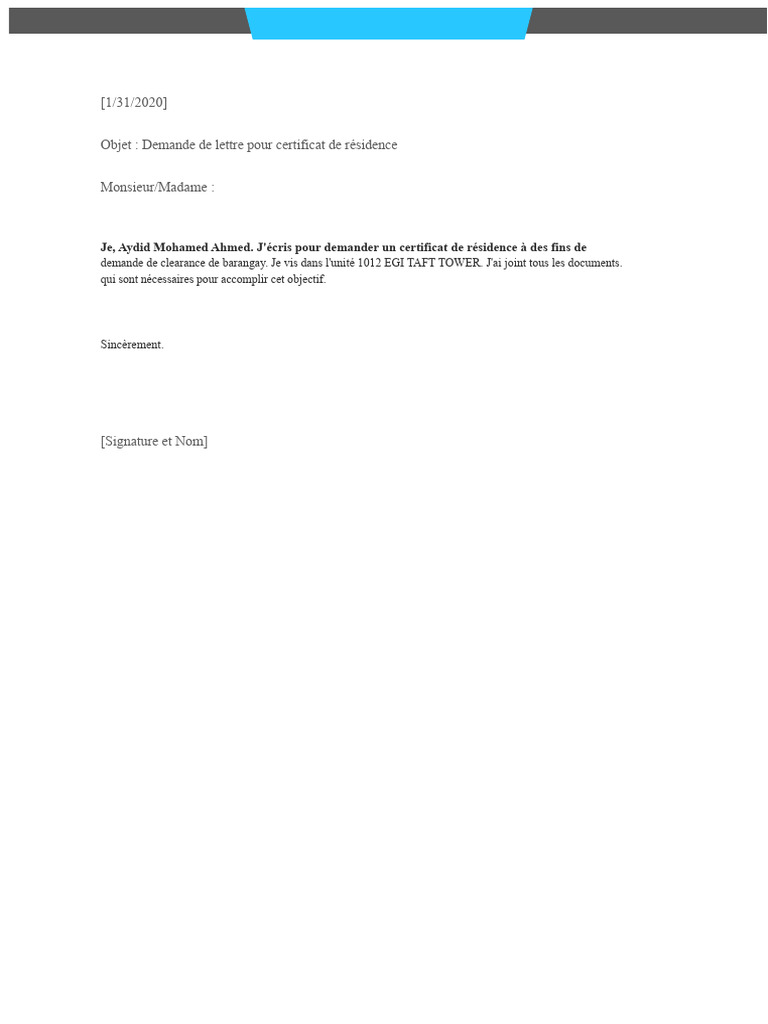 Demande de certificat de résidence | PDF