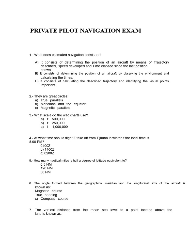 Pacific Private Pilot Navigation Exam | PDF | Navigation | Longitude