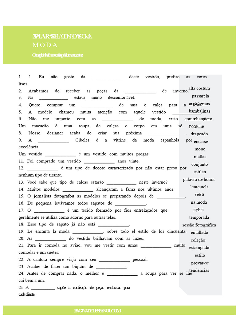 25 Palavras-Chave sobre Moda | PDF | Moda | Roupas
