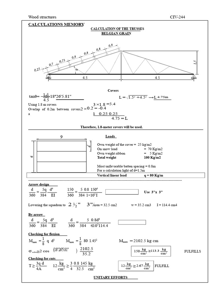 Wood Design Truss | PDF | Bending | Beam (Structure)