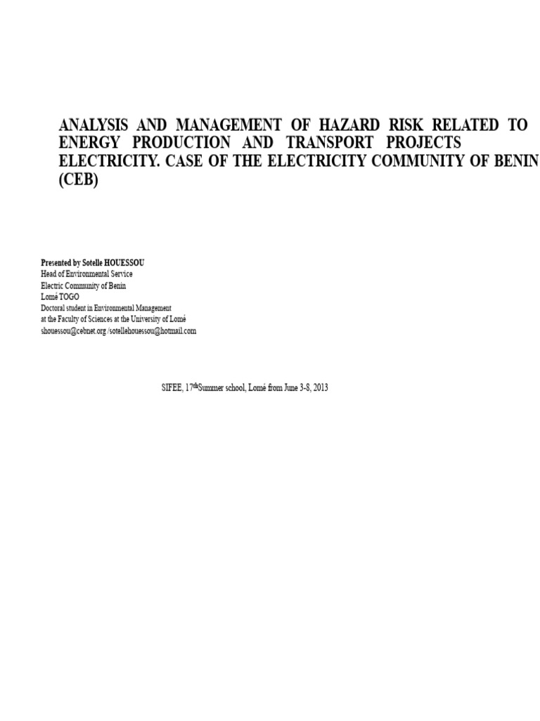 Hazard Risk Management in Energy Projects | PDF | Electromagnetic ...