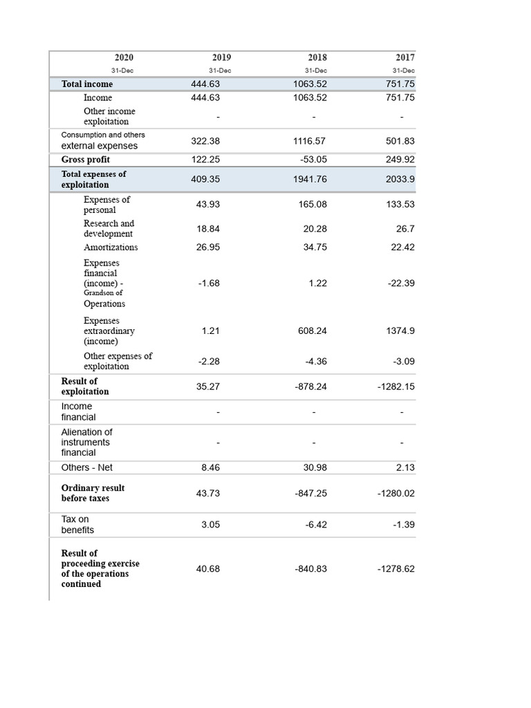 Financial Summary and Analysis 2020 | PDF | Income | Expense