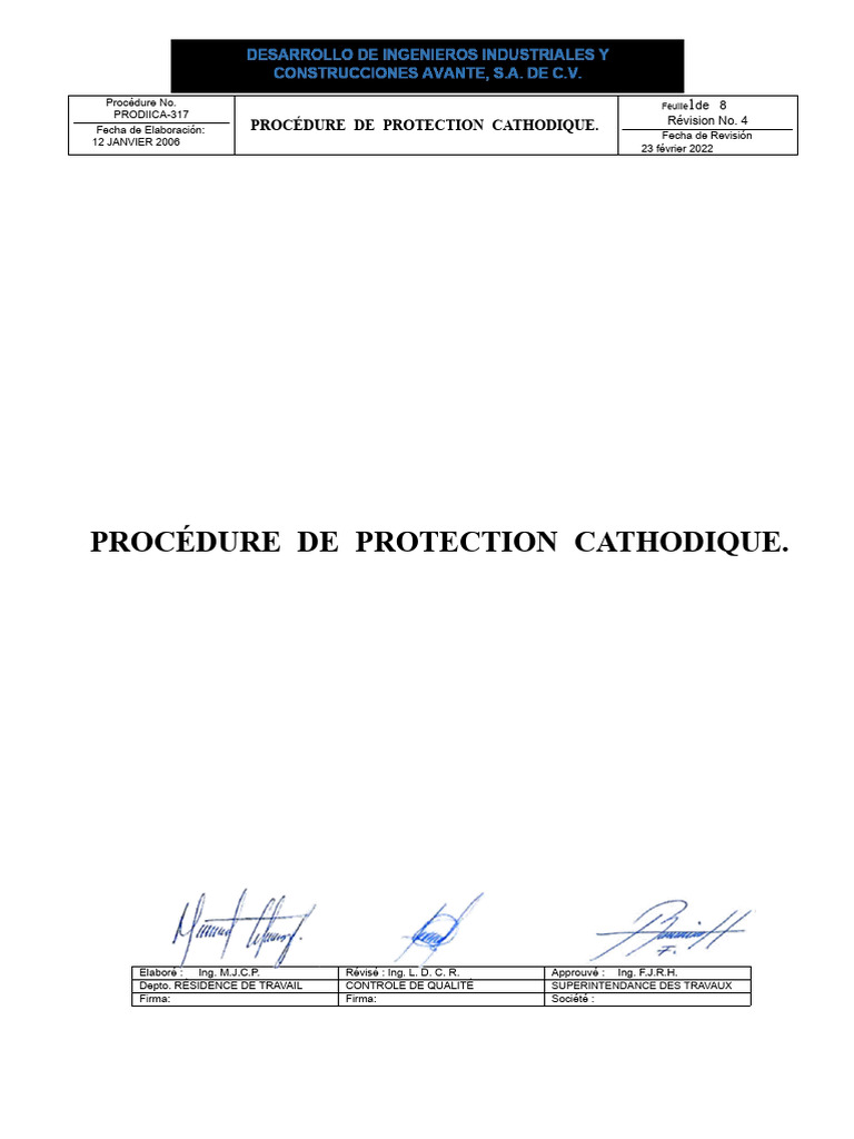 Procédure de Protection Cathodique 2022 | PDF | Anode | Électricité