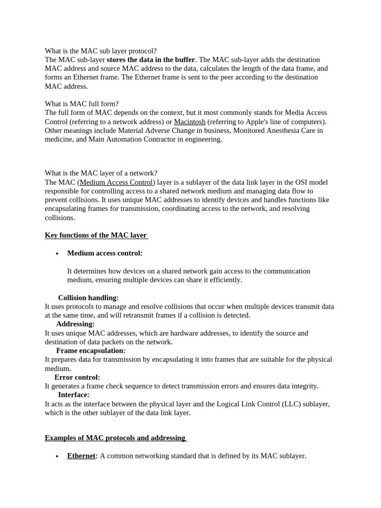 Understanding MAC Layer and CSMA Protocols | PDF | Computer Network ...