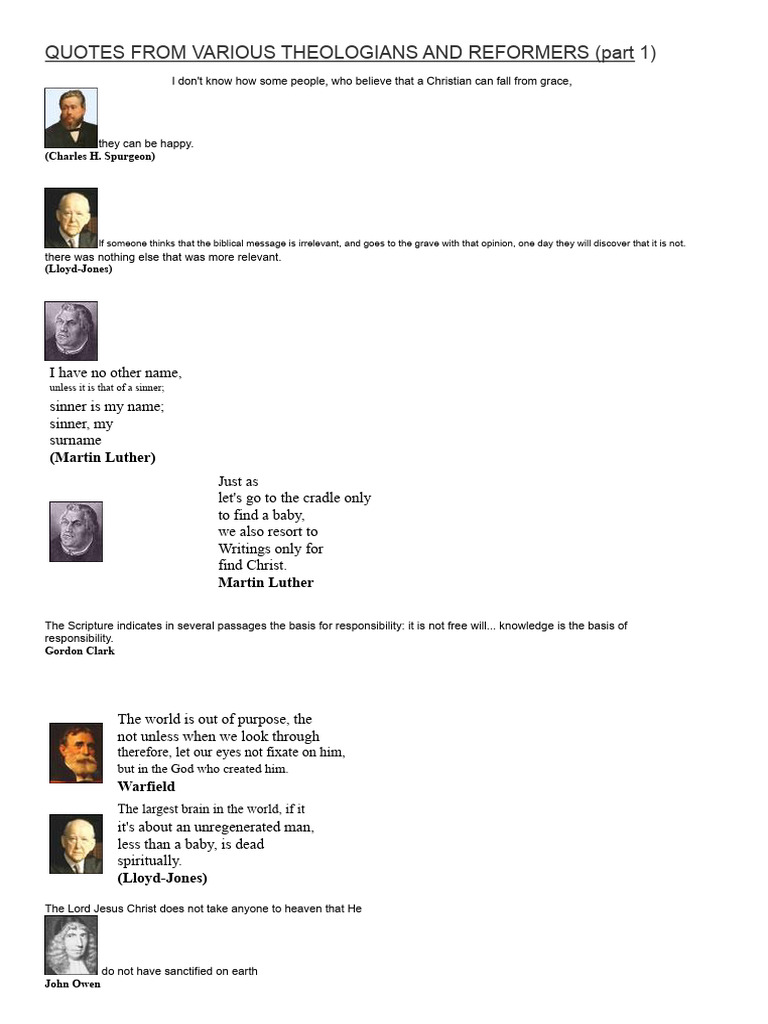 Theologians' Quotes on Faith and Life | PDF | Martin Luther | Jesus