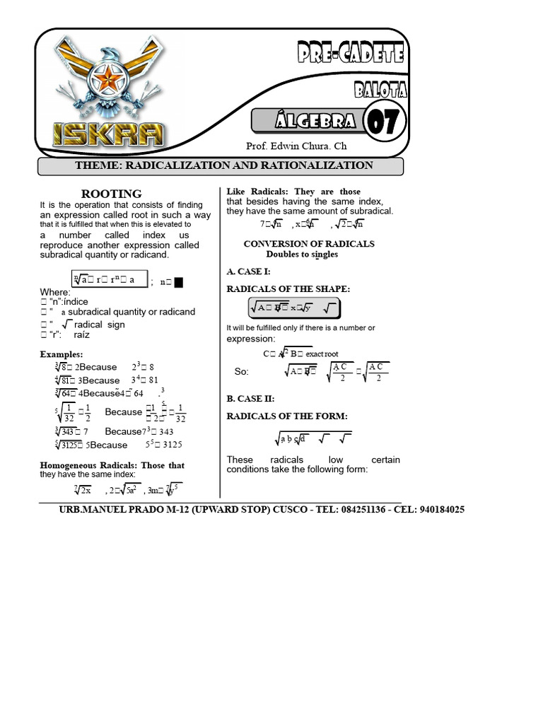 7 Radication and Rationalization | PDF | Rational Number | Discrete ...