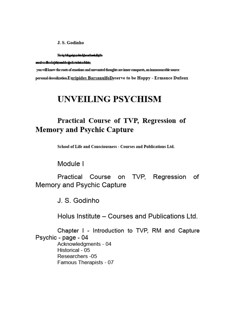 TVP and Psychic Capture Course Overview | PDF | Psychotherapy ...
