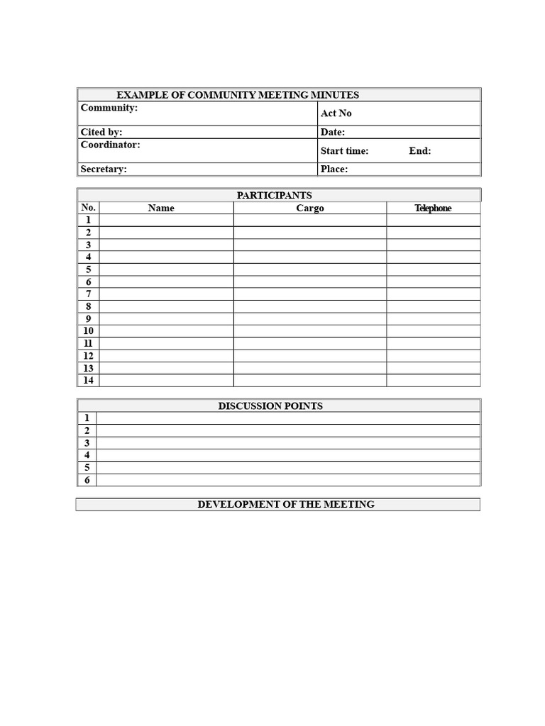 Example of Minutes of A Neighborhood Community Meeting | PDF