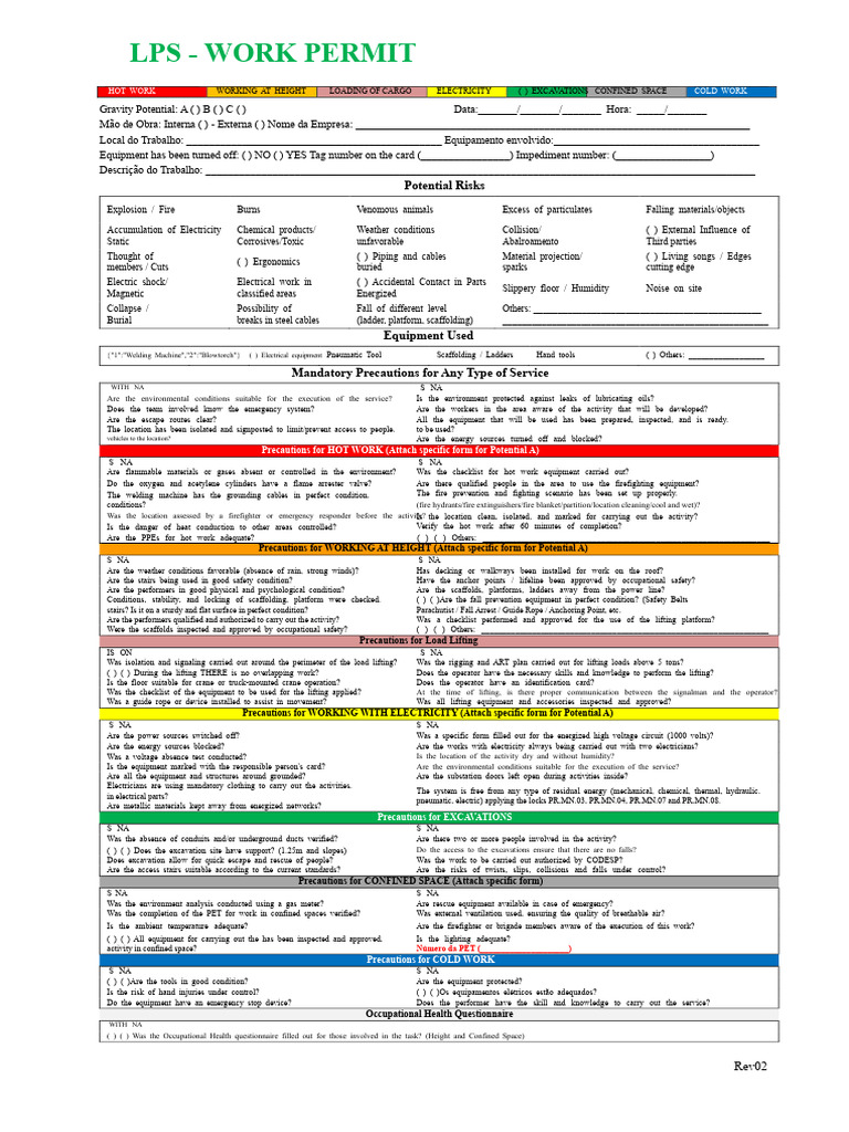 Work Permit Safety Checklist Guide | PDF | Personal Protective ...