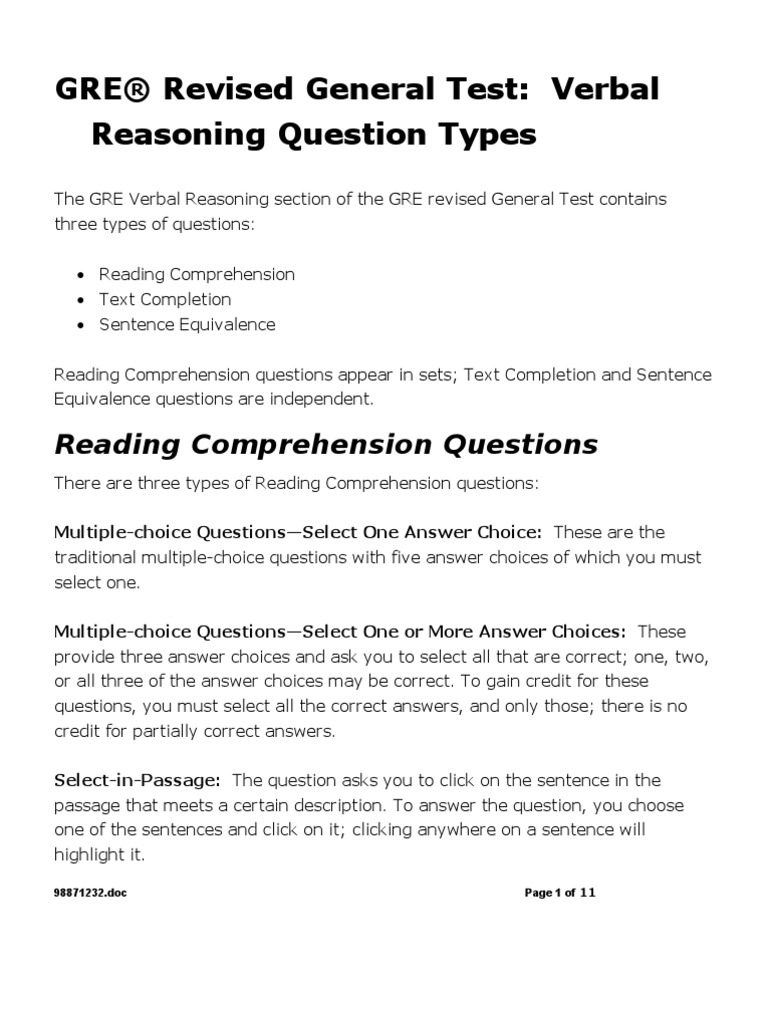 Test Taker GRE Verbal Reasoning Samples (1) Carbon