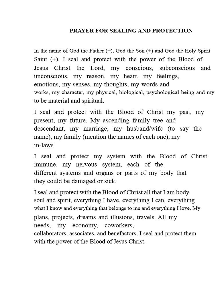Prayer for Divine Sealing and Protection | PDF
