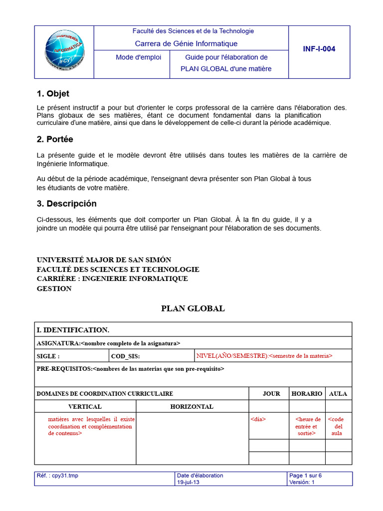 Guide pour le Plan Global en Informatique | PDF | Informatique | Science