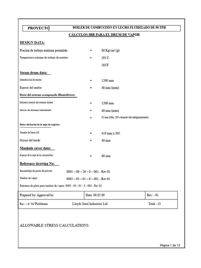 Tambor de Vapor Ibr - Final | PDF | Gases | Tecnologías de gas