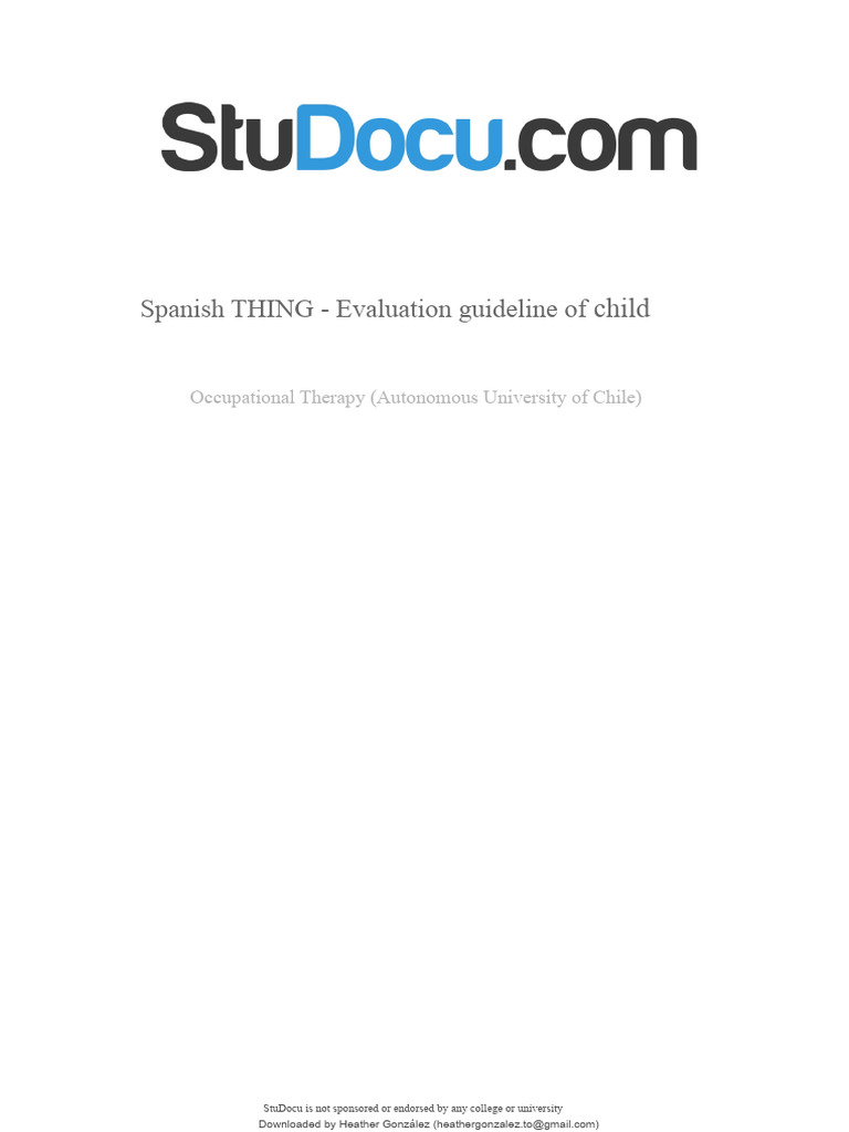 Child Occupational Self-Assessment Guide | PDF | Occupational Therapy ...