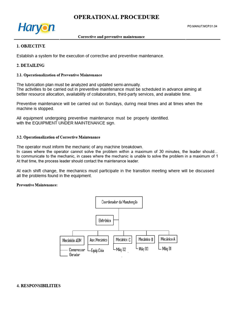 Corrective and Preventive Maintenance Procedures | PDF | Machines ...
