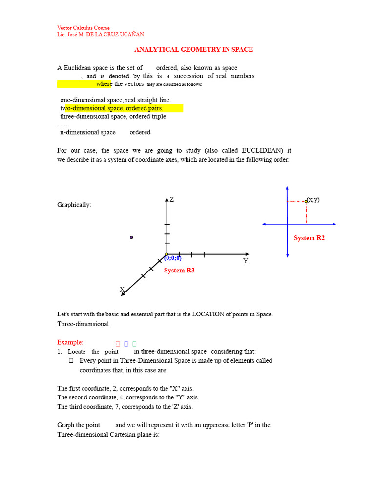 Vector Calculus and 3D Geometry Basics | PDF | Euclidean Vector ...
