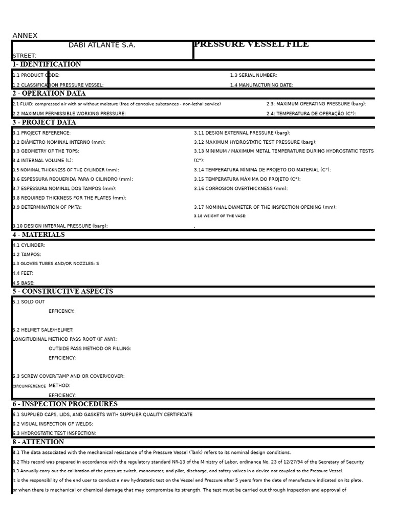 Pressure Vessel Compliance Document | PDF | Pressure | Gases