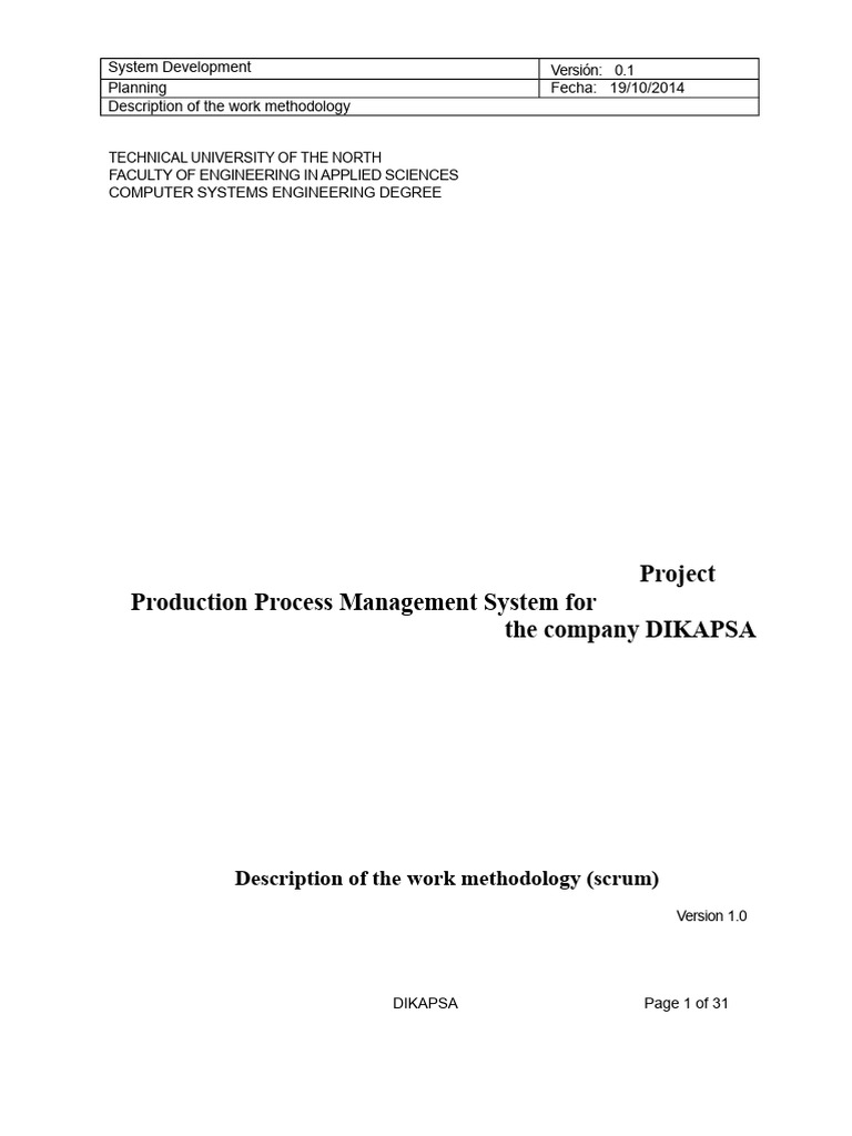 Example Format For Documenting The Use of Scrum in A Project | PDF ...
