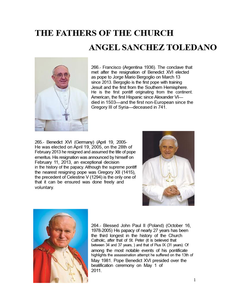 The 266 Popes of The Church | PDF | Pope | Religion And Politics