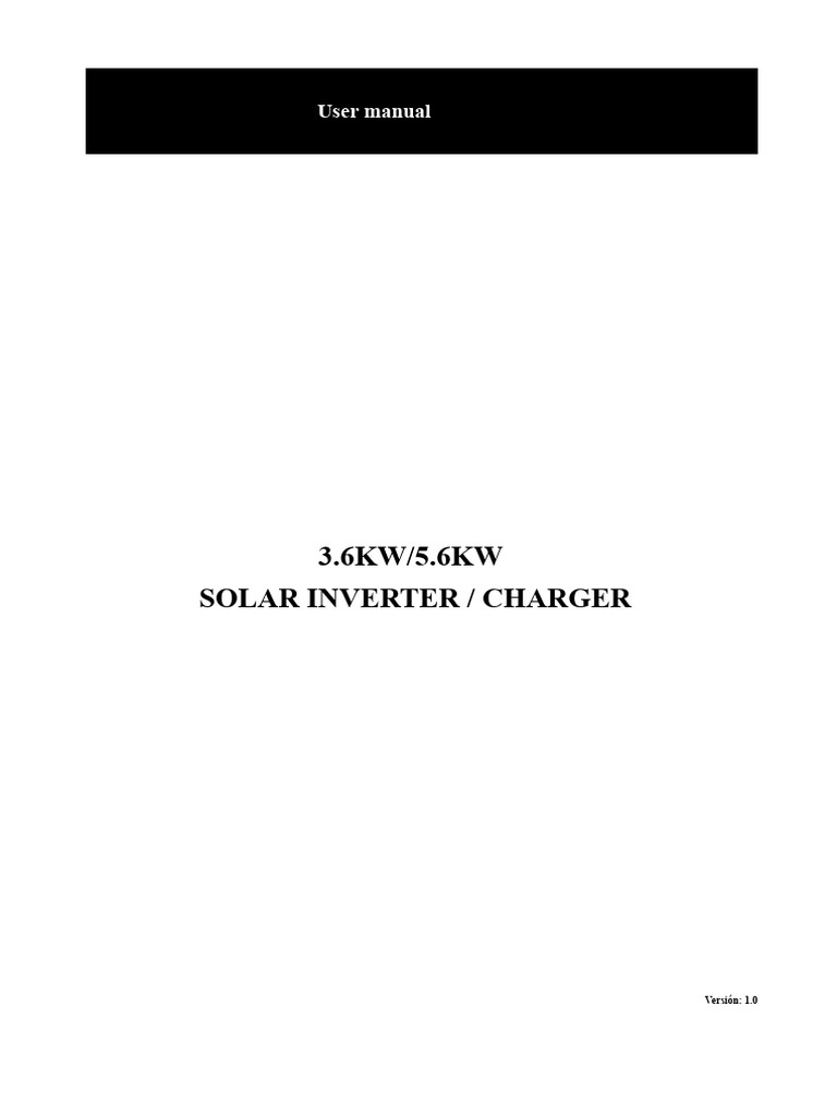 3.6KW/5.6KW Solar Inverter User Manual | PDF | Power Inverter ...