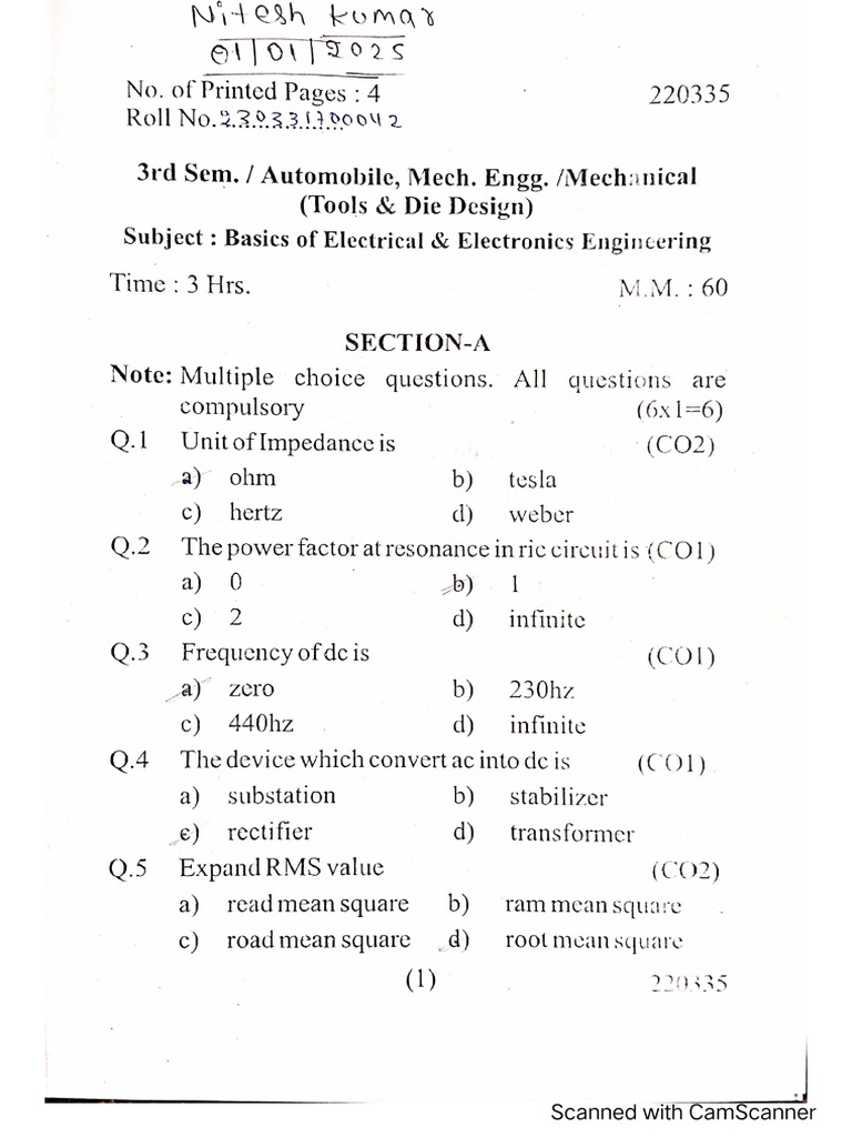 Beee Q Paper | PDF