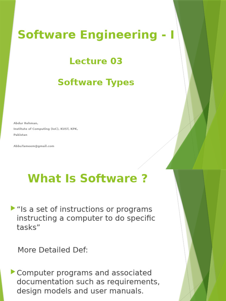 Lec 03 - Software Engineering - I (Software Types)-1 | PDF | Linux ...