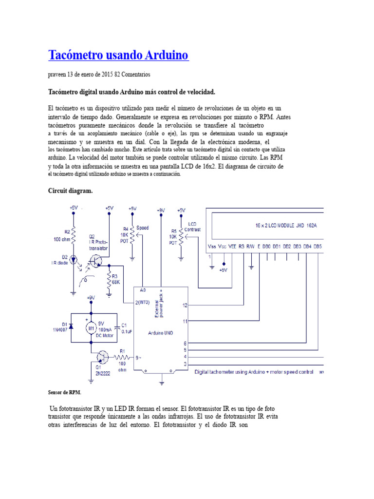 Tacómetro Digital con Arduino y Control RPM | PDF | Arduino | Electrónica