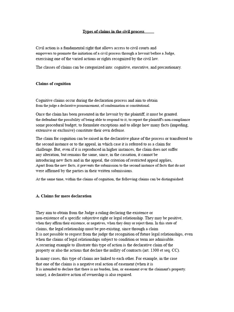 Types of Civil Claims Explained | PDF | Lawsuit | Public Law