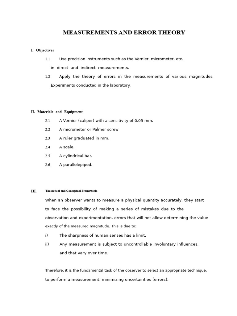 Measurements and Error Analysis Techniques | PDF | Accuracy And ...