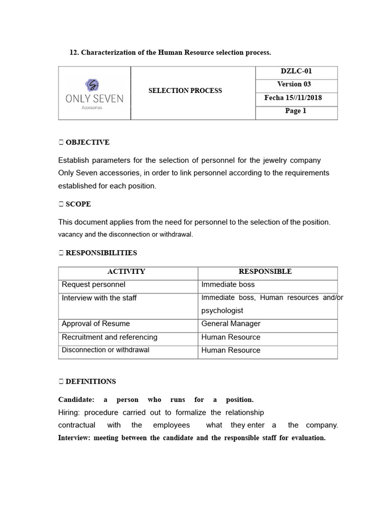 Human Resource Selection Process Guide | PDF | Human Resources | Résumé