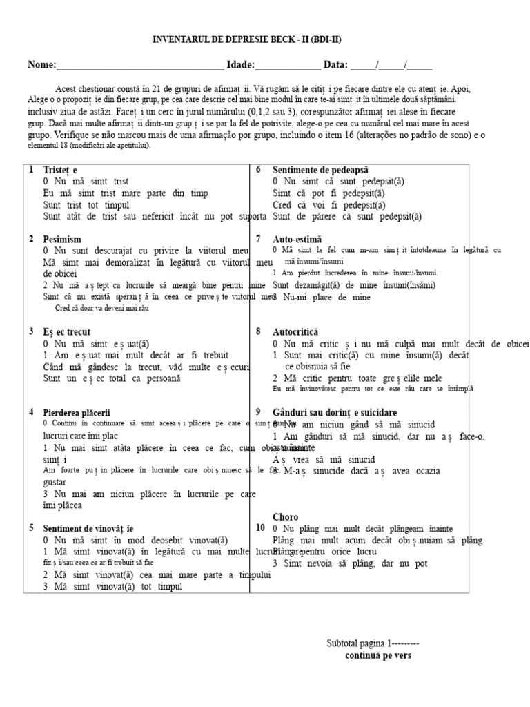 Bdi Ii | PDF