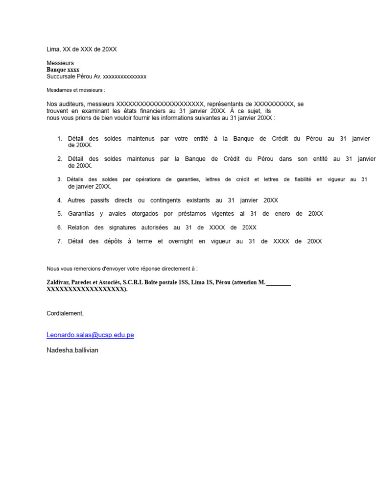 Demande d'informations financières au Pérou | PDF