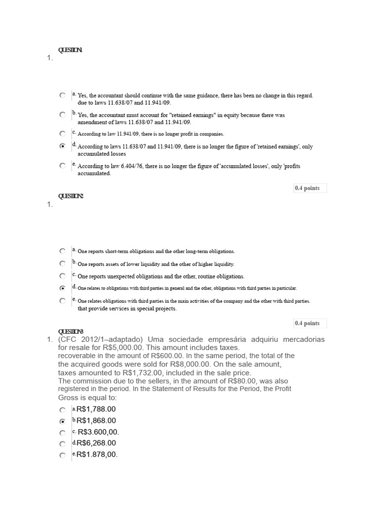 Questionnaire 03 Intermediate Accounting | PDF | Retained Earnings ...