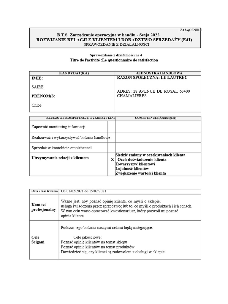 CRA 4 - Utrzymywanie Relacji Z Klientem | PDF
